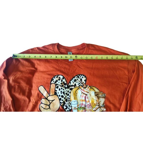 Gildan XL Peace Love Fall Long Sleeve 100% Cotton T-Shirt - Picture 9 of 14